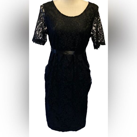 Planet Motherhood Black Lace cocktail Dress Large NWT - Picture 3 of 10